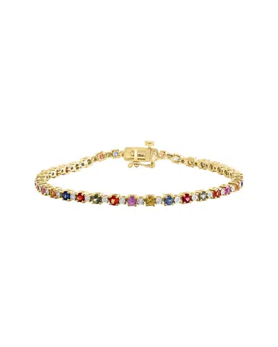 Effy Fine Jewelry Gold Over Silver 0.11 Ct. Tw. Diamond Bracelet In Multi