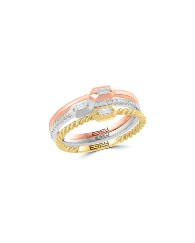 Effy Fine Jewelry Gold Over Silver 0.17 Ct. Tw. Diamond Ring In Multi