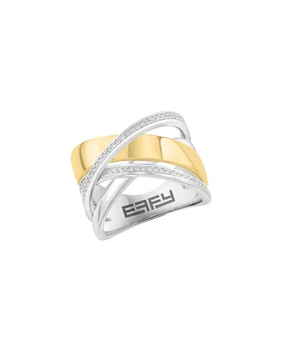 Effy Fine Jewelry Gold Over Silver 0.19 Ct. Tw. Diamond Ring In Multi
