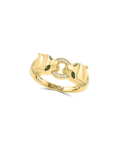 Effy Fine Jewelry Gold Over Silver 0.20 Ct. Tw. Diamond & Tsavorite Ring