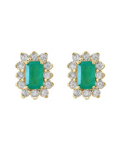 Effy Fine Jewelry Gold Over Silver 0.64 Ct. Tw. Diamond & Emerald Earrings