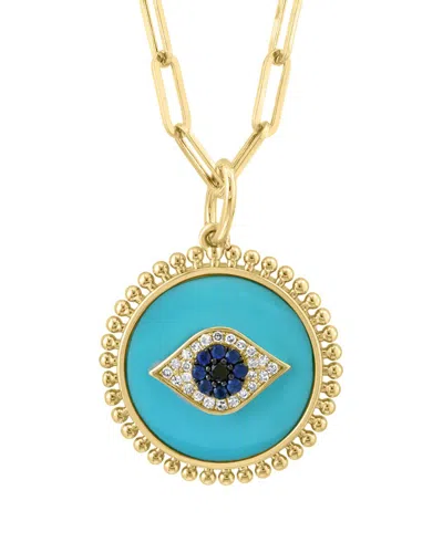Effy Fine Jewelry Gold Over Silver 3.76 Ct. Tw. Diamond & Gemstone Necklace In Blue