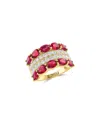 Effy Fine Jewelry Gold Over Silver 4.74 Ct. Tw. Lab-grown Diamond & Lab-grown  Lab Ruby Ring In Multi