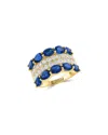 Effy Fine Jewelry Gold Over Silver 5.18 Ct. Tw. Lab-grown Diamond & Lab-grown  Lab Sapphire Ring In Multi