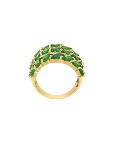 Effy Fine Jewelry Gold Over Silver 5.75 Ct. Tw. Lab-grown Diamond & Lab-grown  Lab Emerald Ring In Green