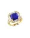 Effy Fine Jewelry Gold Over Silver 5.76 Ct. Tw. Lab-grown Diamond & Lab-grown  Lab Sapphire Ring In Gold