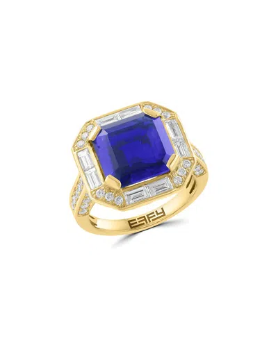 Effy Fine Jewelry Gold Over Silver 5.76 Ct. Tw. Lab-grown Diamond & Lab-grown  Lab Sapphire Ring