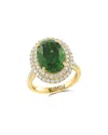 Effy Fine Jewelry Gold Over Silver 7.16 Ct. Tw. Lab-grown Diamond & Lab-grown  Lab Emerald Ring In Gold