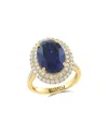 Effy Fine Jewelry Gold Over Silver 7.16 Ct. Tw. Lab-grown Diamond & Lab-grown  Lab Sapphire Ring In Gold