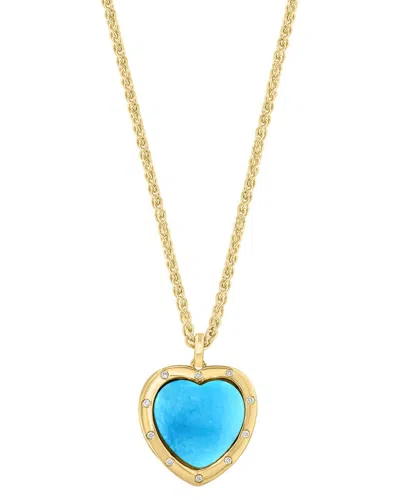 Effy Fine Jewelry Plated 4.96 Ct. Tw. Diamond & Turquoise Necklace In Gold