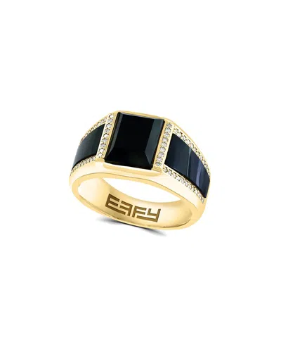 Effy Fine Jewelry Plated Silver 4.35 Ct. Tw. Diamond & Onyx Ring