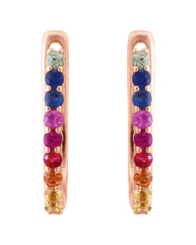 Effy Fine Jewelry Rose Gold Plated 0.26 Ct. Tw. Diamond & Multi Sapphire  Earrings