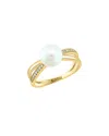 Effy Fine Jewelry Silver 0.07 Ct. Tw. Diamond & 8mm Pearl Ring