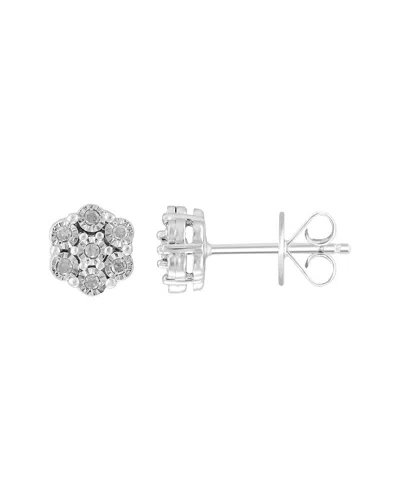 Effy Fine Jewelry Silver 0.09 Ct. Tw. Diamond Earrings In Metallic