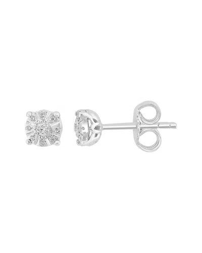 Effy Fine Jewelry Silver 0.09 Ct. Tw. Diamond Earrings In Metallic
