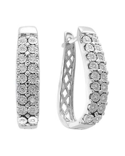 Effy Fine Jewelry Silver 0.15 Ct. Tw. Diamond Earrings In Metallic