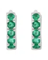 Effy Fine Jewelry Silver 0.23 Ct. Tw. Emerald Earrings In Green