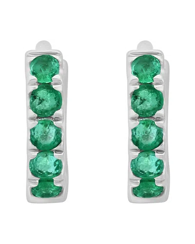 Effy Fine Jewelry Silver 0.23 Ct. Tw. Emerald Earrings In Green
