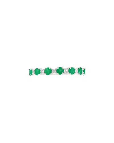Effy Fine Jewelry Silver 0.57 Ct. Tw. Diamond & Emerald Ring In Green