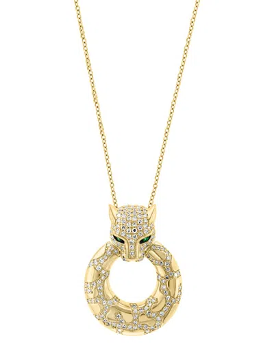 Effy Fine Jewelry Silver 0.72 Ct. Tw. Diamond & Emerald Necklace In Gold