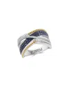 Effy Fine Jewelry Silver 0.93 Ct. Tw. Diamond & Blue Sapphire Ring