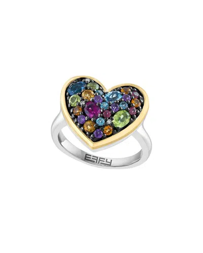Effy Fine Jewelry Silver 1.61 Ct. Tw. Diamond & Amethyst, Blue Topaz, London  Blue Topaz, Rhodolite, In Metallic