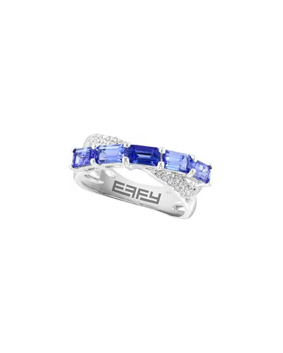 Effy Fine Jewelry Silver 1.80 Ct. Tw. Diamond & Tanzanite Ring In Blue