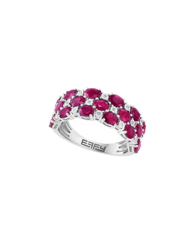 Effy Fine Jewelry Silver 1.99 Ct. Tw. Diamond & Ruby Ring In Burgundy