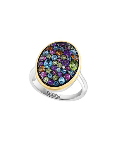 Effy Fine Jewelry Silver 2.01 Ct. Tw. Diamond & Amethyst, Blue Topaz, London  Blue Topaz, Rhodolite, In Metallic