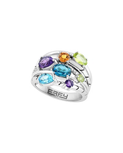 Effy Fine Jewelry Silver 3.06 Ct. Tw. Diamond & Amethyst, Blue Topaz, London  Blue Topaz, Citrine, P In Gray