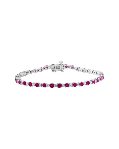 Effy Fine Jewelry Silver 3.70 Ct. Tw. Diamond & Ruby Bracelet In Metallic