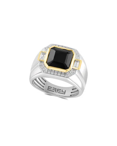 Effy Fine Jewelry Silver 4.55 Ct. Tw. Diamond & White Topaz, Onyx Ring