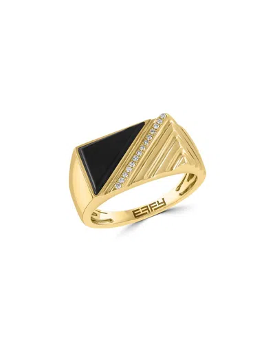 Effy Fine Jewelry Silver 4.56 Ct. Tw. Diamond & Black Agate Ring In Gold