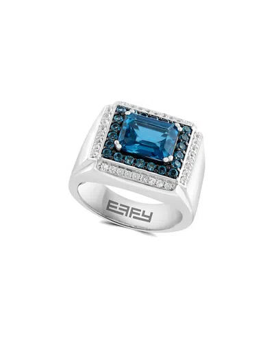 Effy Fine Jewelry Silver 4.80 Ct. Tw. London Blue Topaz, White Topaz Ring