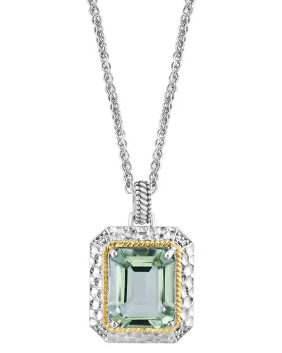 Effy Fine Jewelry Silver 5.32 Ct. Tw. Diamond & Green Amethyst Necklace In Gray