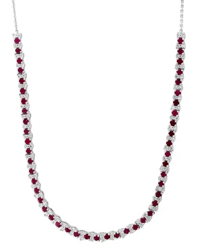 Effy Fine Jewelry Silver 5.33 Ct. Tw. Diamond & Ruby Necklace In Purple