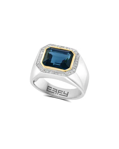 Effy Fine Jewelry Silver 6.28 Ct. Tw. Diamond & London Blue Topaz Ring