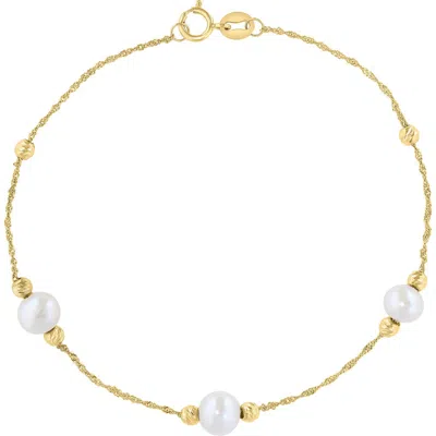 Effy Freshwater Cultured Pearl Chain Bracelet In Gold