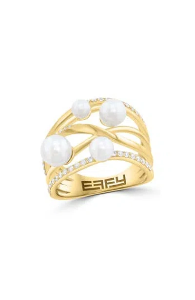 Effy Freshwater Pearl & Diamond Crisscrossing Band Ring In Purple