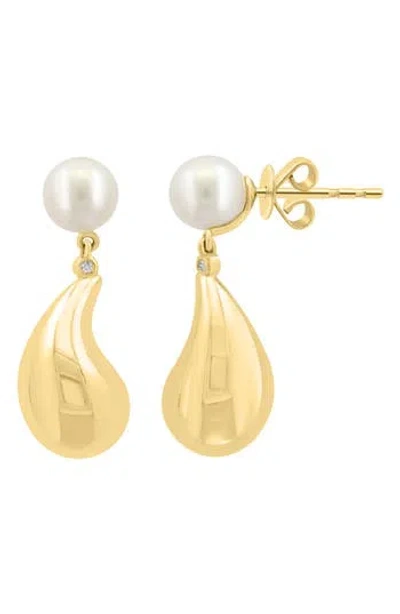 Effy Freshwater Pearl & Diamond Drop Earrings In Gold