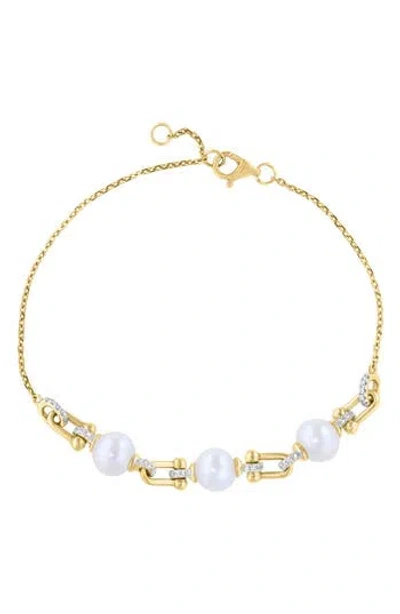 Effy Freshwater Pearl & Diamond Link Bracelet In Multi