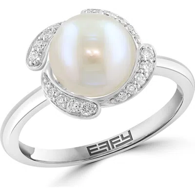 Effy Freshwater Pearl & Diamond Pavé Ring In Silver