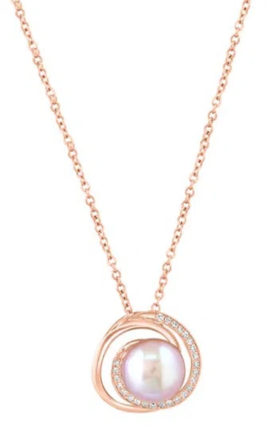 Effy Freshwater Pearl & Diamond Pendant Necklace In Rose Gold
