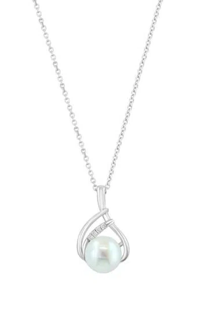 Effy Freshwater Pearl & Diamond Pendant Necklace In White