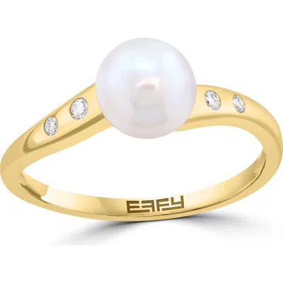 Effy Freshwater Pearl & Diamond Ring In White