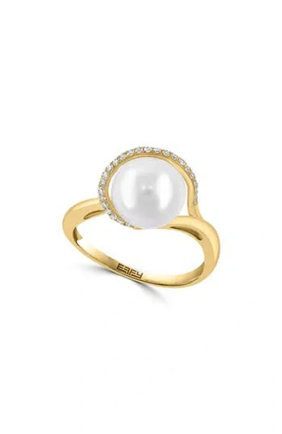 Effy Freshwater Pearl & Diamond Ring In White