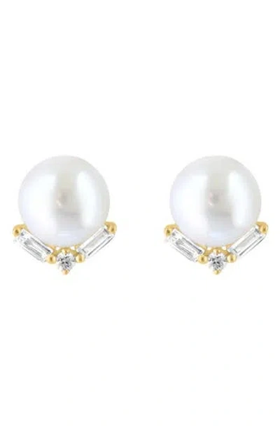 Effy Freshwater Pearl & Diamond Stud Earrings In White