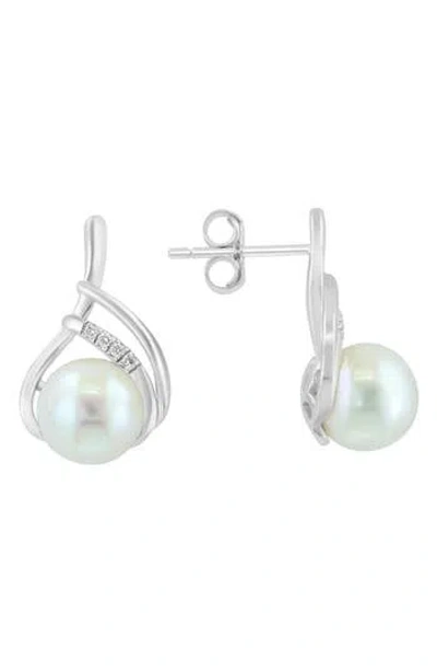 Effy Freshwater Pearl & Diamond Stud Earrings In White