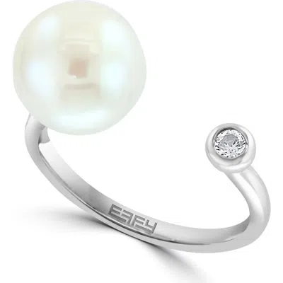 Effy Freshwater Pearl & White Topaz Split Band Ring In Silver