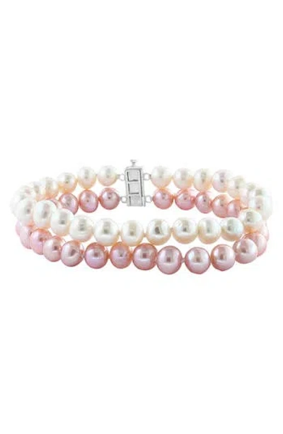 Effy Freshwater Pearl & White Topaz Stacked Bracelet In Multi